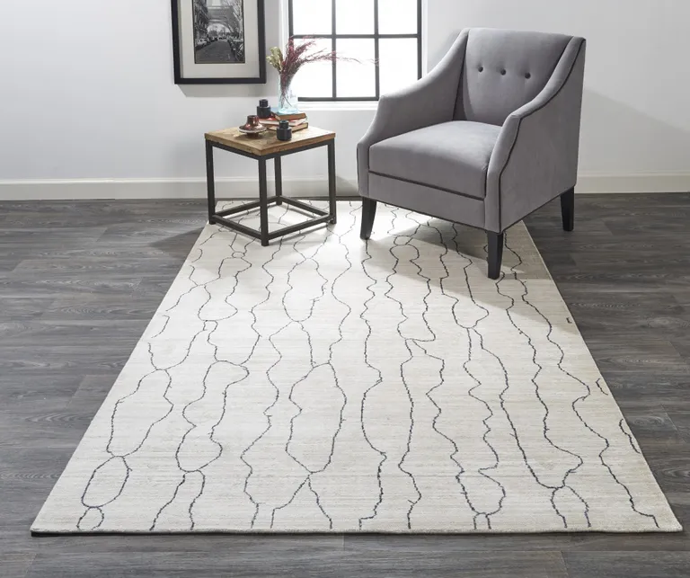 Ivory And Gray Abstract Hand Woven Area Rug Photo 3