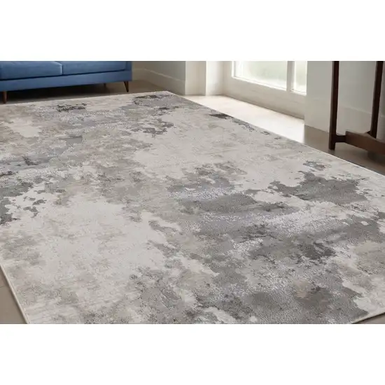 Ivory And Gray Abstract Stain Resistant Area Rug Photo 1