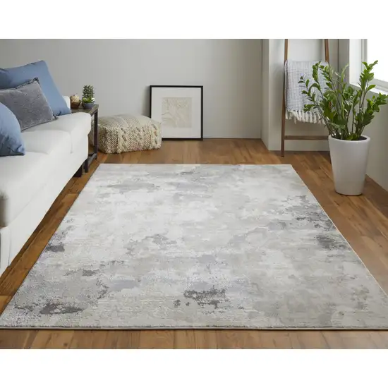 Ivory And Gray Abstract Stain Resistant Area Rug Photo 3