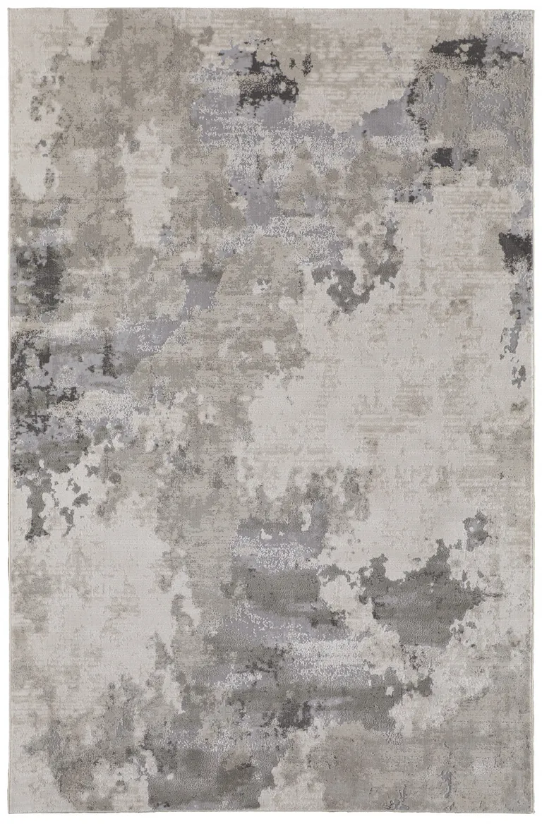 Ivory And Gray Abstract Stain Resistant Area Rug Photo 1