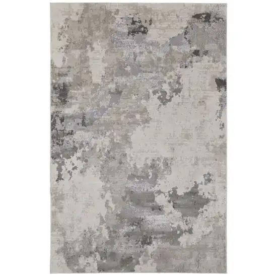 Ivory And Gray Abstract Stain Resistant Area Rug Photo 1