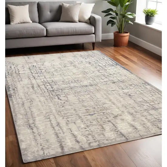 Gray and Ivory Abstract Area Rug Photo 1