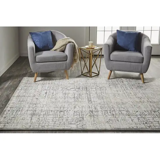 Ivory And Gray Abstract Stain Resistant Area Rug Photo 7