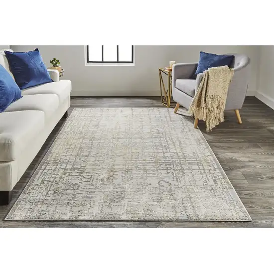 Ivory And Gray Abstract Stain Resistant Area Rug Photo 5