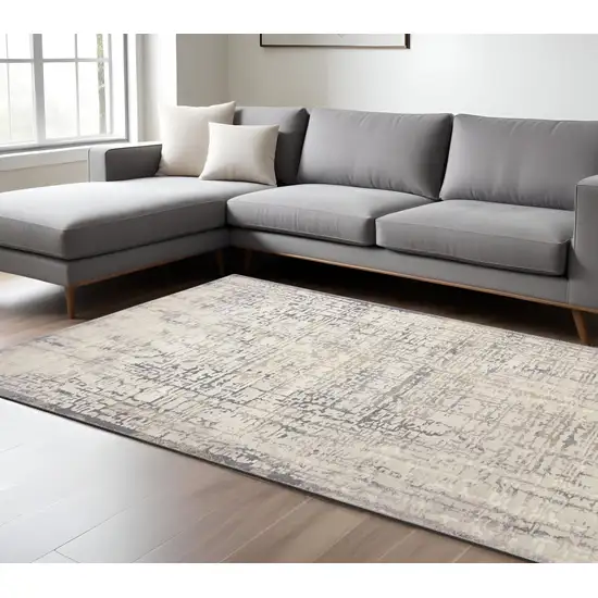 Gray and Ivory Abstract Area Rug Photo 1