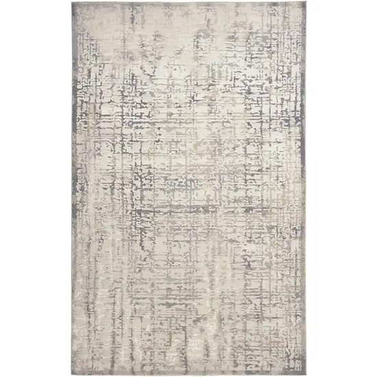 Ivory And Gray Abstract Stain Resistant Area Rug Photo 2