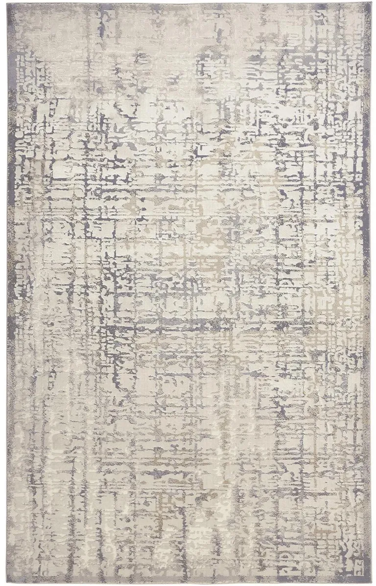 Ivory And Gray Abstract Stain Resistant Area Rug Photo 2