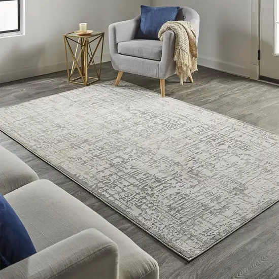 Ivory And Gray Abstract Stain Resistant Area Rug Photo 6