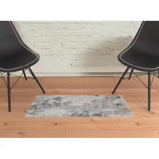 Ivory And Gray Abstract Stain Resistant Area Rug Photo 2