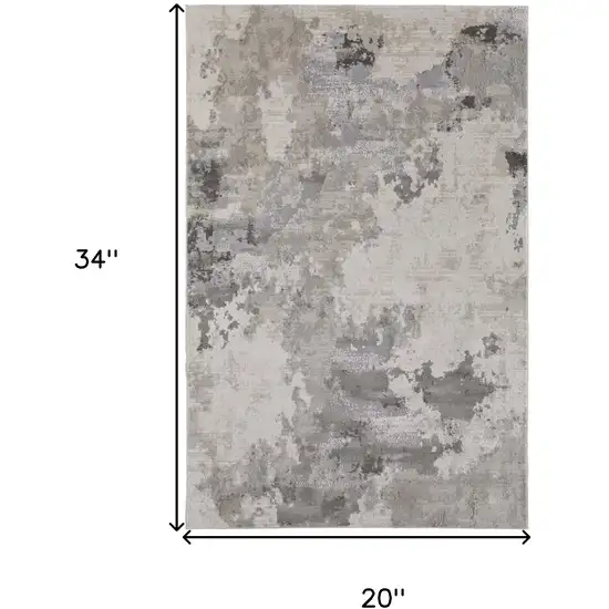 Ivory And Gray Abstract Stain Resistant Area Rug Photo 10