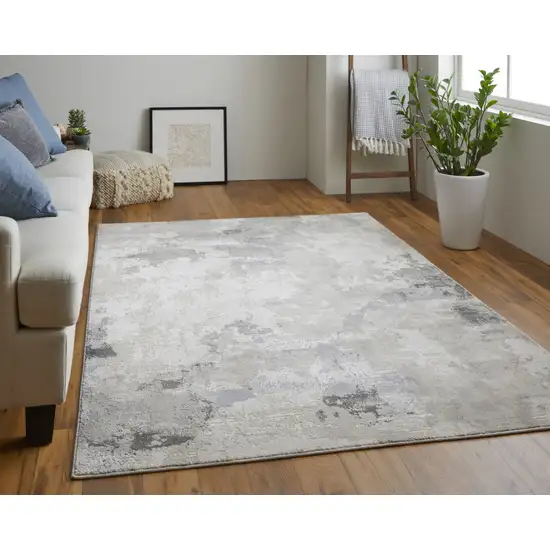 Ivory And Gray Abstract Stain Resistant Area Rug Photo 4