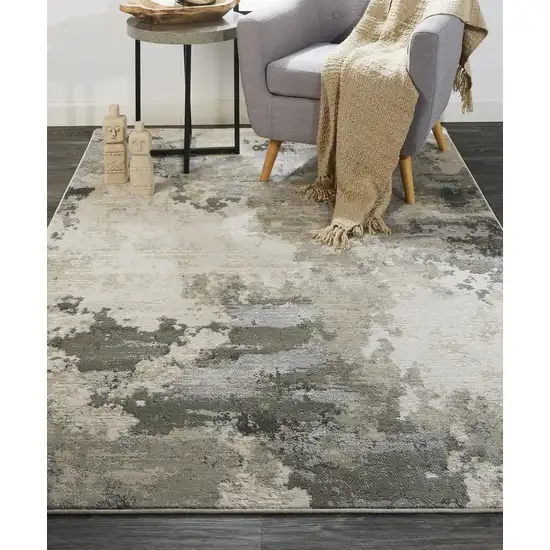 Ivory And Gray Abstract Stain Resistant Area Rug Photo 6