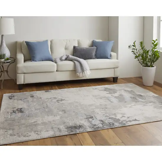 Ivory And Gray Abstract Stain Resistant Area Rug Photo 5