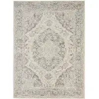 Photo of Ivory And Gray Floral Medallion Distressed Area Rug