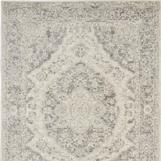 Ivory And Gray Floral Medallion Distressed Area Rug Photo 7