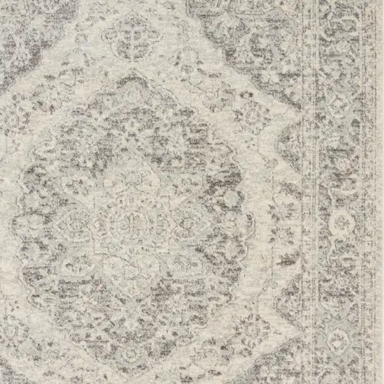 Ivory And Gray Floral Medallion Distressed Area Rug Photo 6