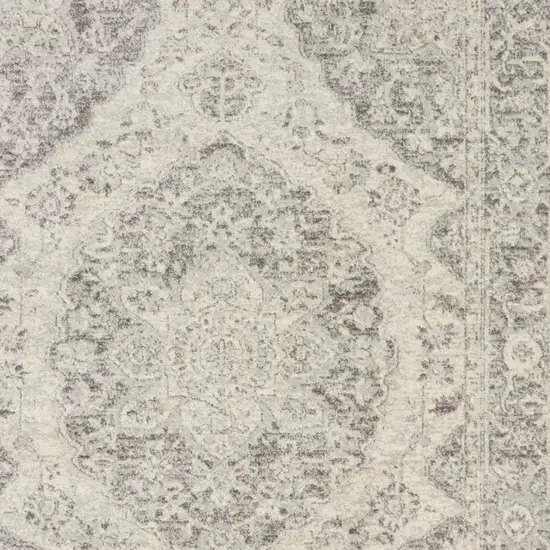 Ivory And Gray Floral Medallion Distressed Area Rug Photo 6