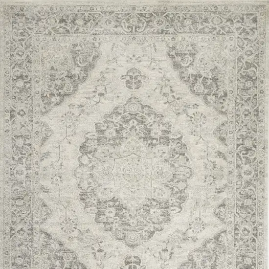 Ivory And Gray Floral Medallion Distressed Area Rug Photo 7