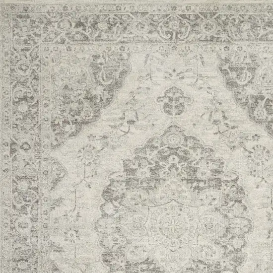 Ivory And Gray Floral Medallion Distressed Area Rug Photo 6