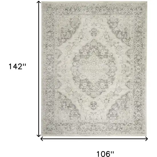 Ivory And Gray Floral Medallion Distressed Area Rug Photo 3