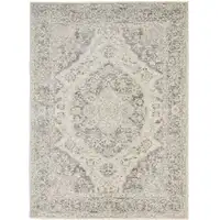 Photo of Ivory And Gray Floral Medallion Distressed Area Rug