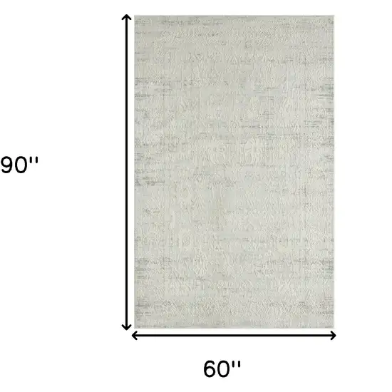 Ivory And Gray Floral Power Loom Distressed Stain Resistant Area Rug Photo 8