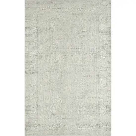 Ivory And Gray Floral Power Loom Distressed Stain Resistant Area Rug Photo 1