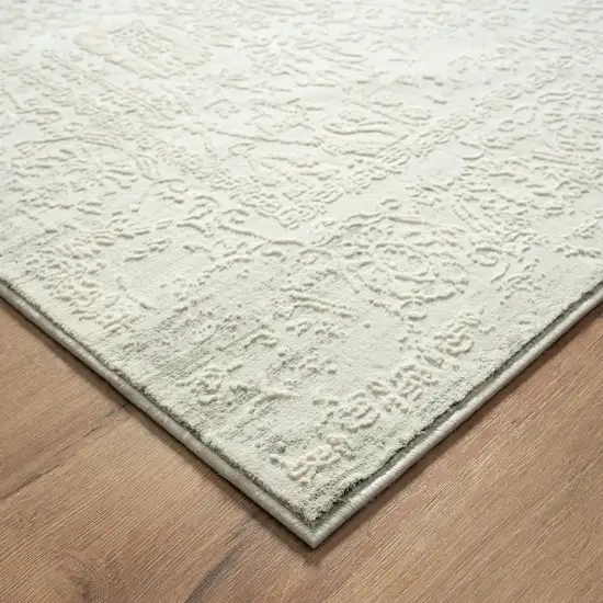 Ivory And Gray Floral Power Loom Distressed Stain Resistant Area Rug Photo 5