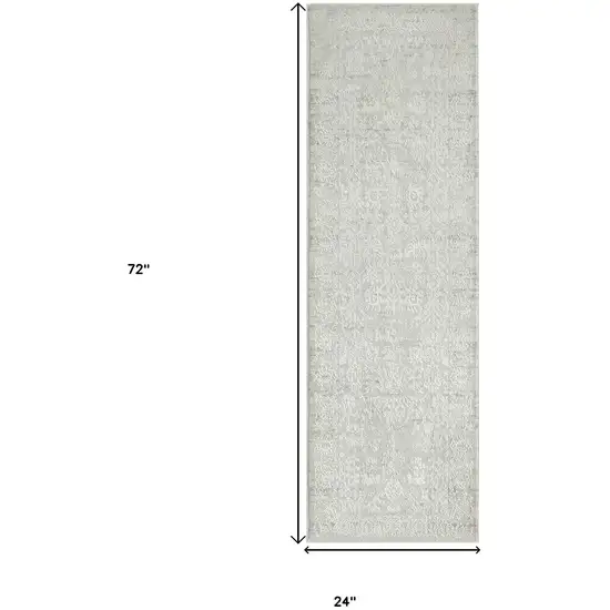 Ivory And Gray Floral Stain Resistant Area Rug Photo 7