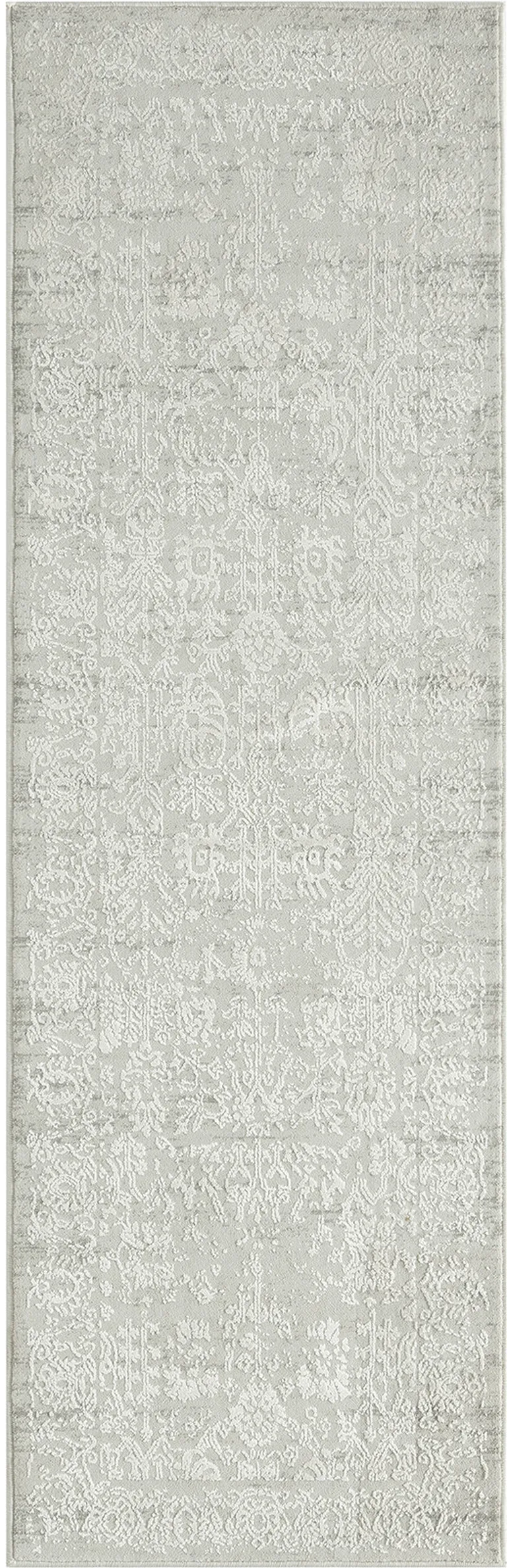 Ivory And Gray Floral Stain Resistant Area Rug Photo 1