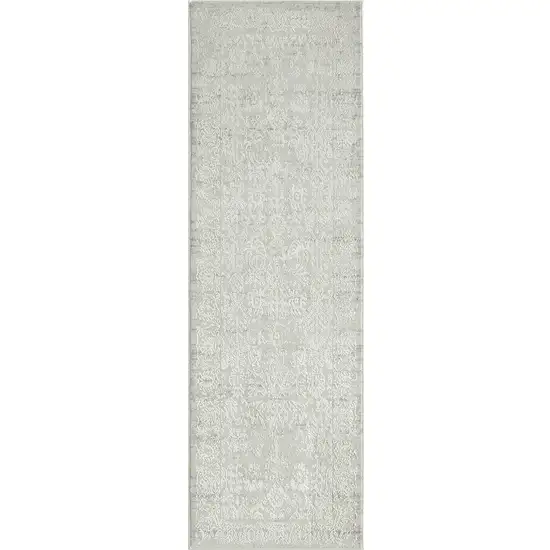 Ivory And Gray Floral Stain Resistant Area Rug Photo 1