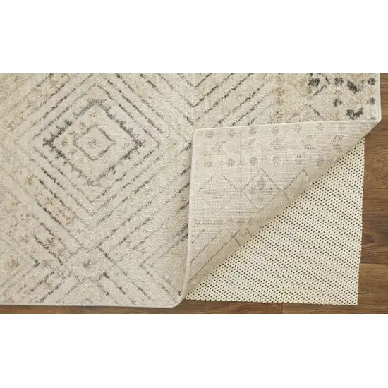 Ivory And Gray Geometric Power Loom Distressed Area Rug Photo 4