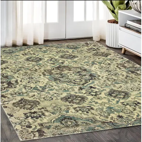 Ivory And Gray Oriental Area Rug Photo 1