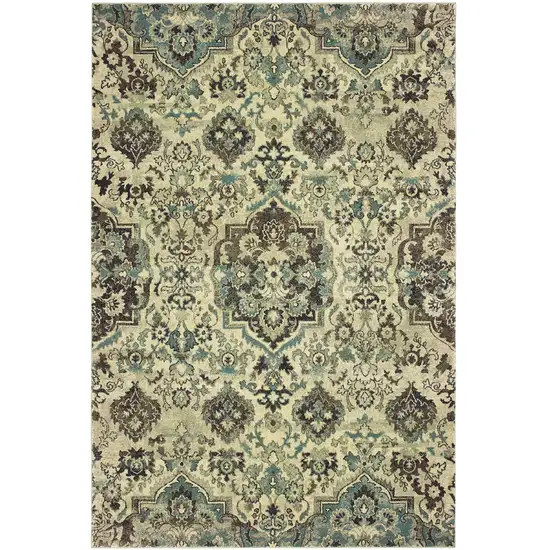 Ivory And Gray Oriental Area Rug Photo 2