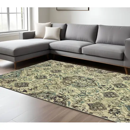 Ivory And Gray Oriental Area Rug Photo 1