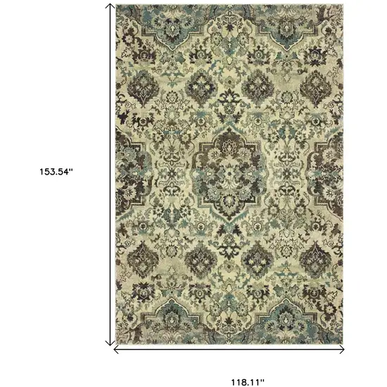 Ivory And Gray Oriental Area Rug Photo 3