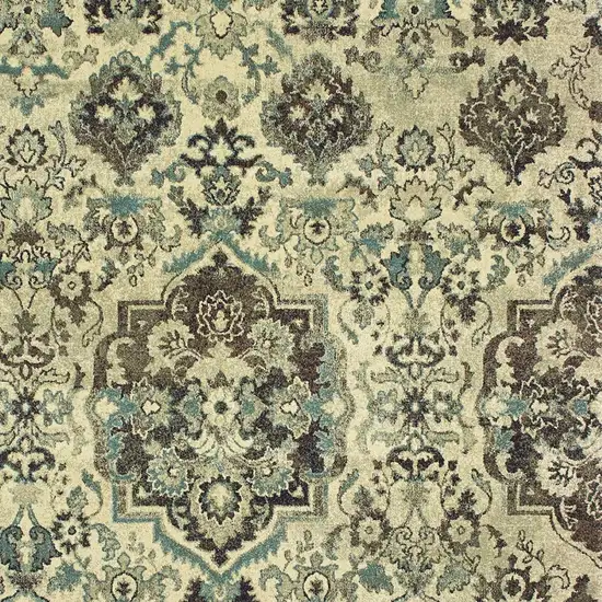 Ivory And Gray Oriental Area Rug Photo 6