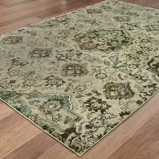 Ivory And Gray Oriental Area Rug Photo 5