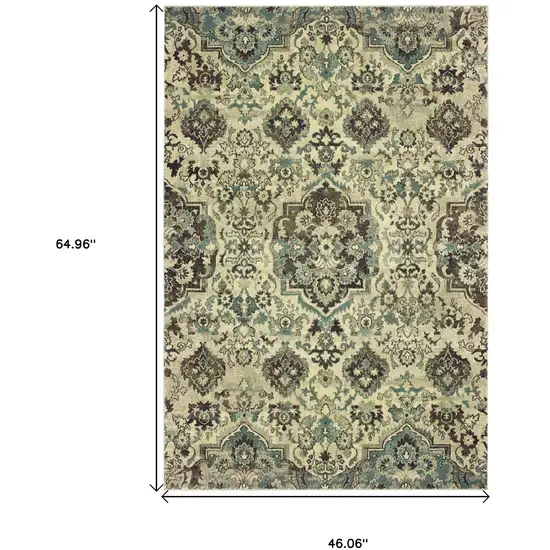 Ivory And Gray Oriental Area Rug Photo 3