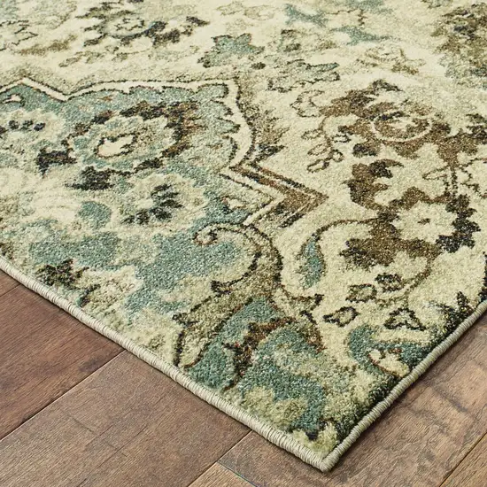 Ivory And Gray Oriental Area Rug Photo 4