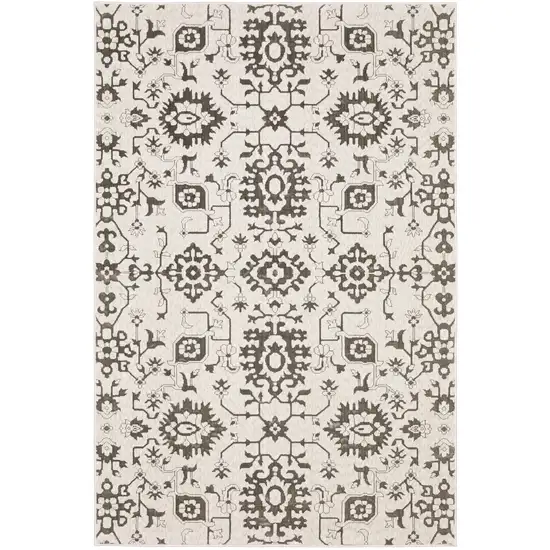 Ivory And Gray Oriental Area Rug Photo 9