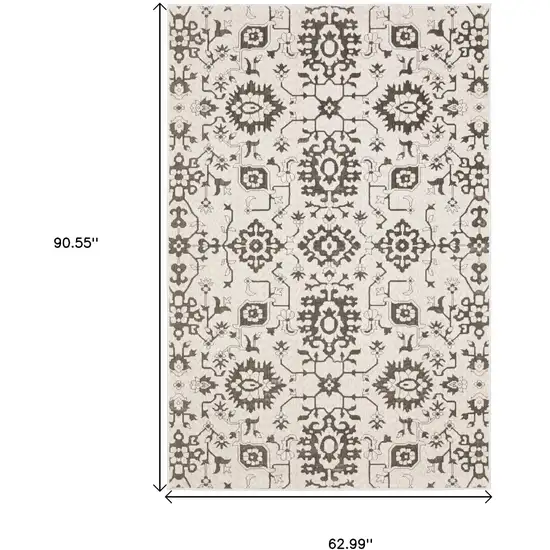 Ivory And Gray Oriental Area Rug Photo 3