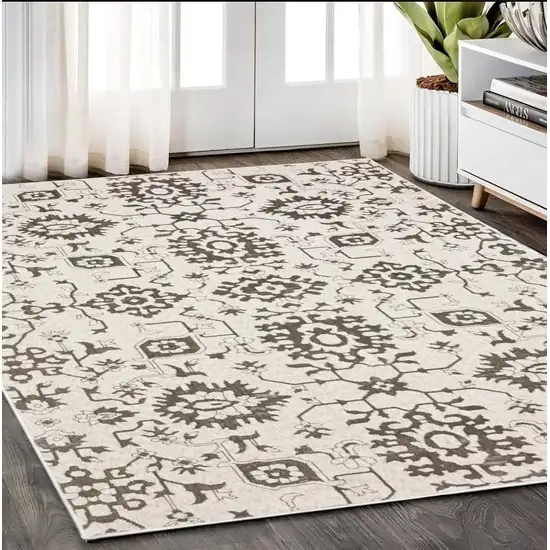 Ivory And Gray Oriental Area Rug Photo 1