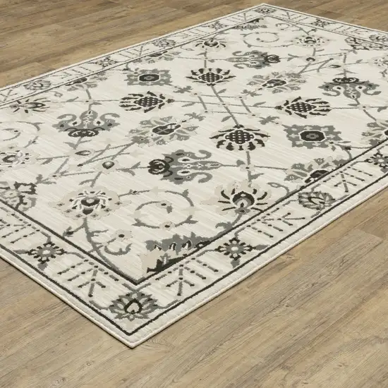 Ivory And Gray Oriental Area Rug Photo 4