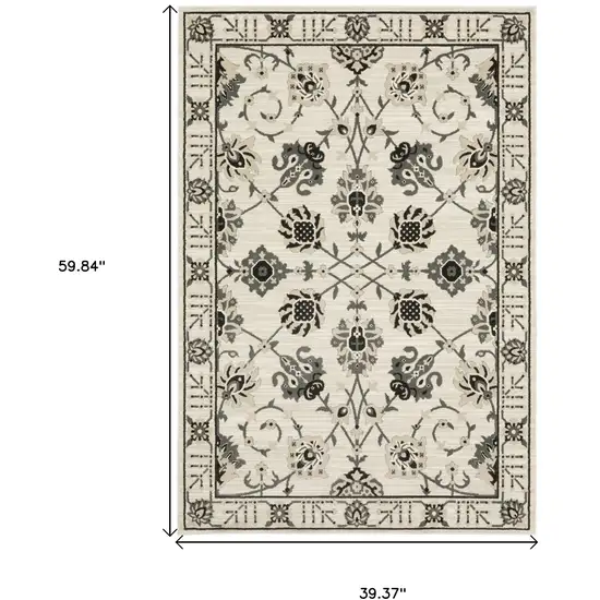 Ivory And Gray Oriental Area Rug Photo 3