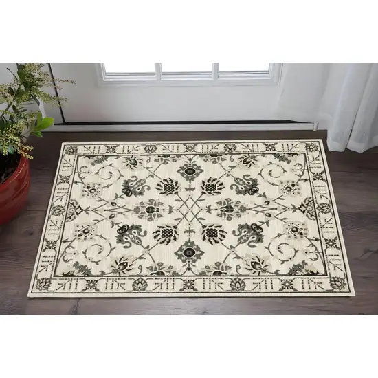 Ivory And Gray Oriental Area Rug Photo 1