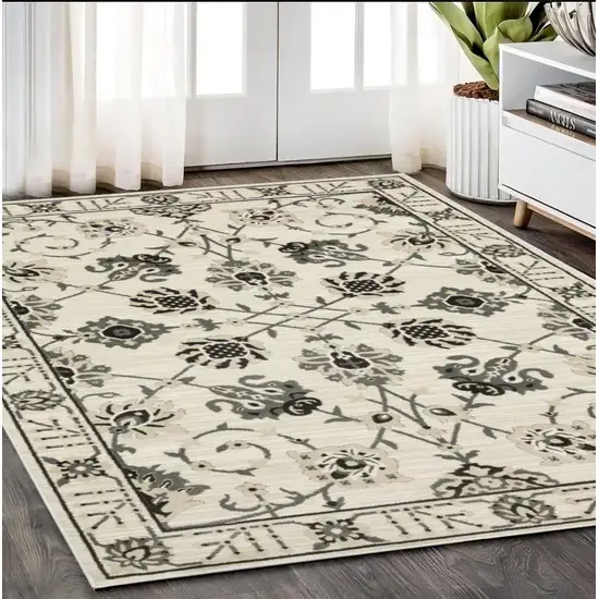 Ivory And Gray Oriental Area Rug Photo 1