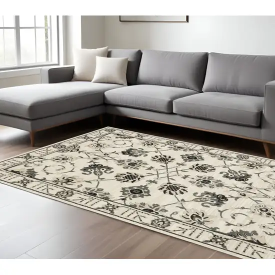 Ivory And Gray Oriental Area Rug Photo 1