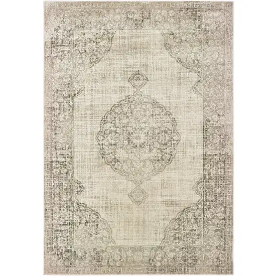 Ivory And Gray Oriental Distressed Area Rug Photo 2