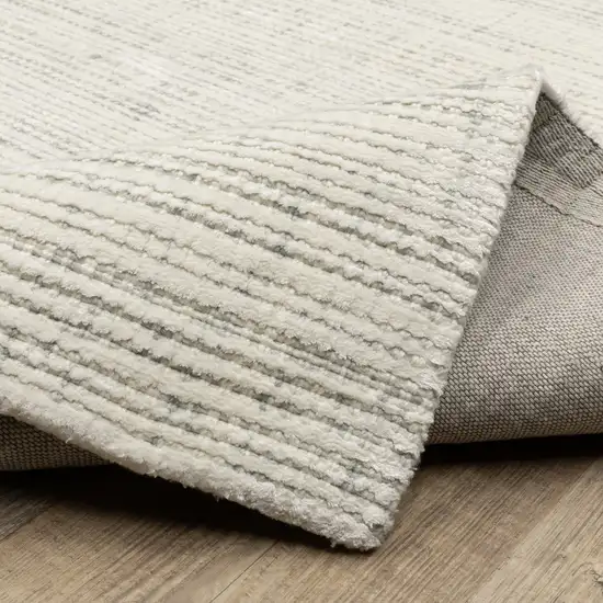 Ivory And Gray Striped Hand Tufted Area Rug Photo 9